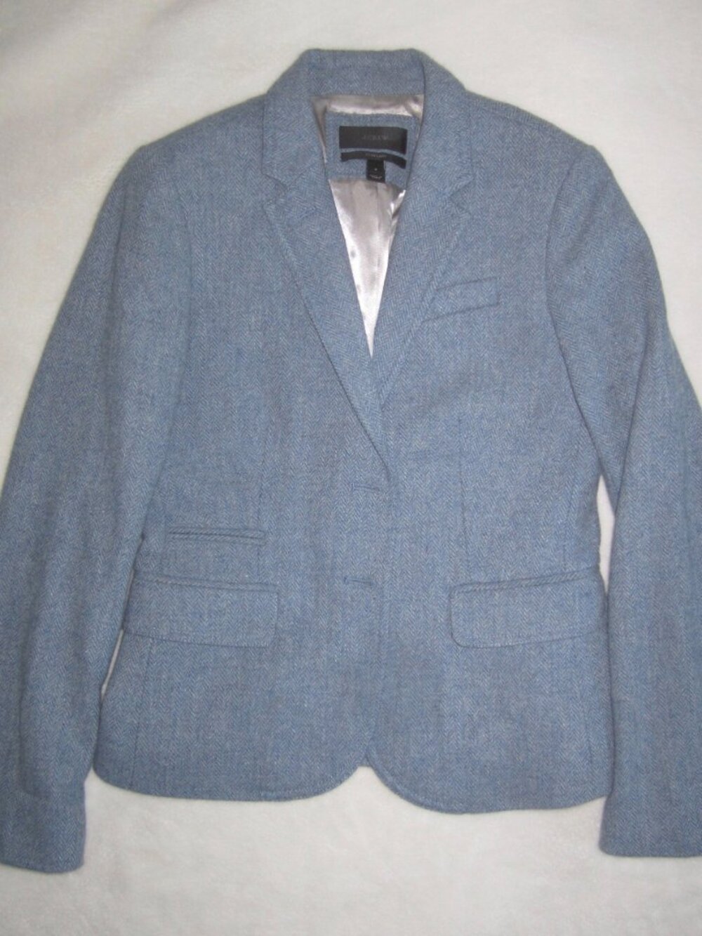 J CREW SCHOOLBOY Blazer Blue Herringbone Wool Style 94975 Women’s 2